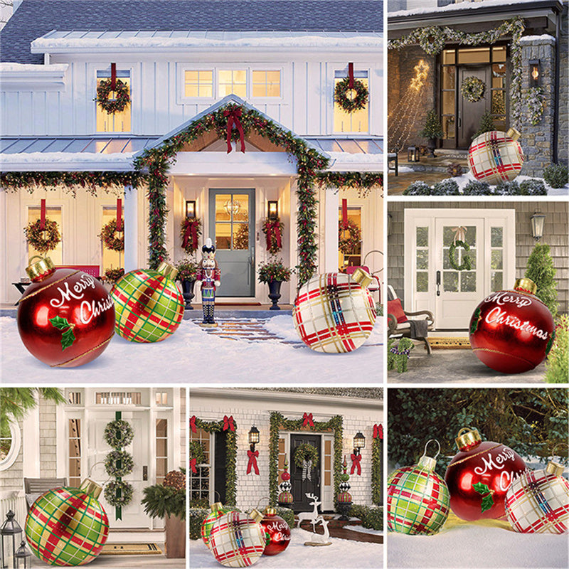 60CM Giant Inflatable Christmas Ornament – PVC Outdoor Decor for Trees and Holiday Fun.