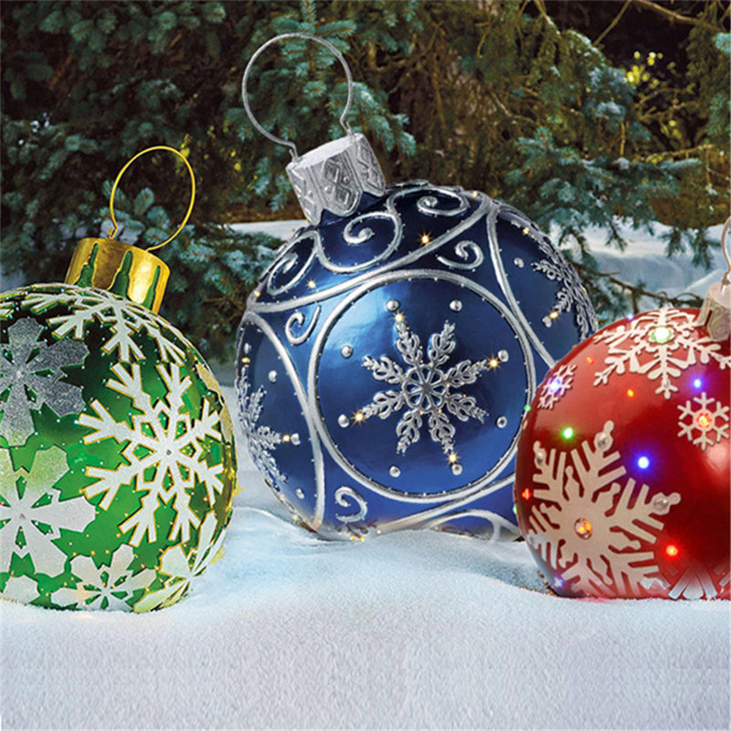 60CM Giant Inflatable Christmas Ornament – PVC Outdoor Decor for Trees and Holiday Fun.
