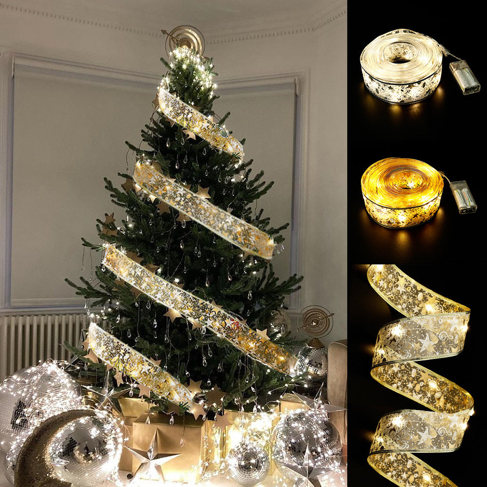LED Fairy Light Christmas Ribbon – Glowing Tree & Décor Garland